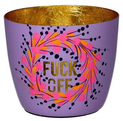 Produktbild von Gift Company Madras Windlicht M Fuck off lila/gold 8,5cm