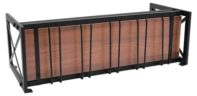 Produktbild von Wand Weinregal - 1-stöckiges Flaschenregal - 61x20x26 cm - Stahl & Melaminplatte - Mit Glashaltern - 20 kg Tragkraft - Industrie-Design - Schwarz