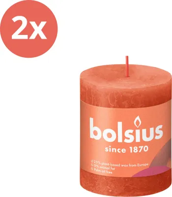 Imagen del producto de Bolsius - Vela rústica en forma de tronco - 80/68 - 1 unidad por paquete - Color naranja terroso - Paquete económico - 2 unidades