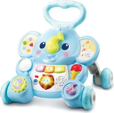 Image de Porteur Trotteur VTECH BABY Éléphanteau Trottino, Avec Frein, Bleu, 9-36 Mois, Multicolore, Effets Sonores