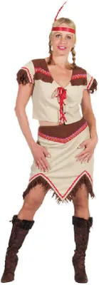 Produktbild von M210106-L-A beige-braun Damen Kleid Kostüm Gr.L