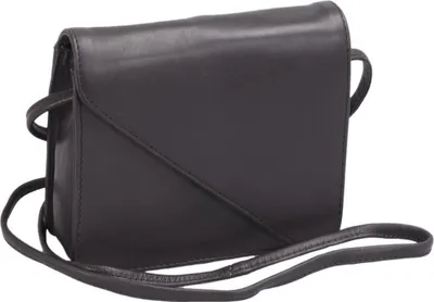 Produktbild von kleine Ledertasche mit schräger Klappe, Abendtasche, d.grau-braun