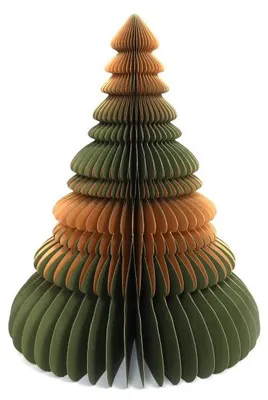 Only Natural – Wabenpapier-Weihnachtsbaum – Pantone No. 18-0422 mit Goldmetallic – 45 cm – Ansicht 1