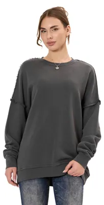 Produktbild von WL371 Damen Oversize Sweatshirt – Locker geschnittener Pullover mit Strukturmuster & Nahtdetails | Stylische Streetwear für Alltag & Freizeit