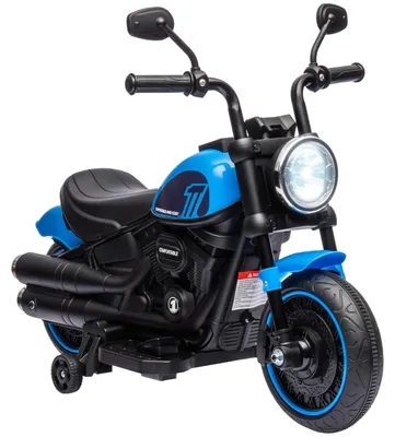 Productafbeelding van Elektrische kindermotor, elektrisch kindervoertuig, met koplamp, 3 km/u, blauw + zwart