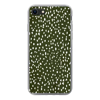 Produktbild von MuchoWow® Handyhülle Schutzhülle Hülle für iPhone 7 Polka dots - Weiß - Schwarz Silikon Softcase Handy Hülle - Kartenhalter