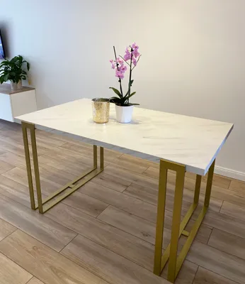 Produktbild von Rechteckiger Wohnzimmer-Ausziehtisch 140(240) marmor bianco/gold Horten