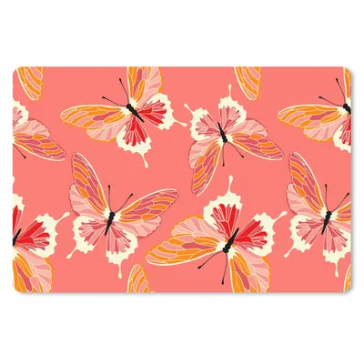 Produktbild von MuchoWow® Schreibtischunterlage Schmetterlinge - Muster - Rosa 60x40 cm - XXL Mauspad - Großes Mauspad