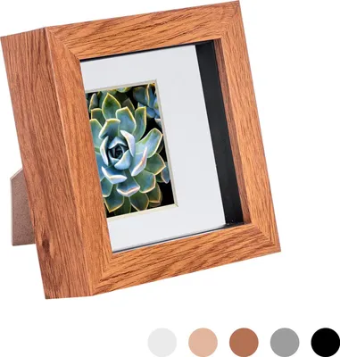 Produktbild von Nicola Spring 4 x 4 3D Shadow Box Bilderrahmen - Craft Anzeigen Bilderrahmen mit 2 x 2 Montieren - Glas Aperture - Dark Wood