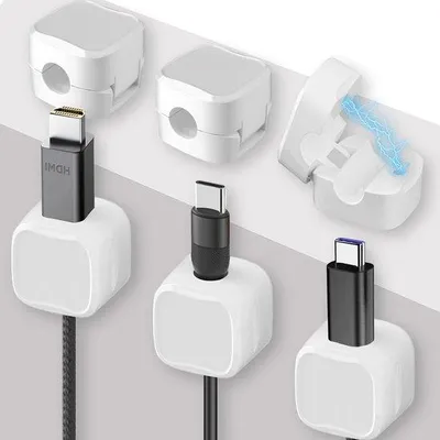 Productafbeelding van Famanu kabelclips, zelfklevend - 6 stuks - magnetisch - kabelorganizer - wit