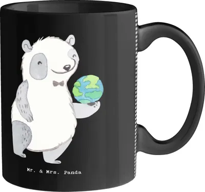 Produktbild von Mr. & Mrs. Panda Tasse Touristikkaufmann Herz - Schwarz - Geschenk, Kaffeetasse, Becher, Keramiktasse, Teebecher, Kaffeebecher