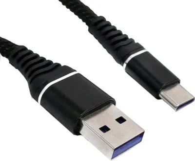 Produktbild von SYSTEM-S USB 3.1 Kabel 1 m Typ C Stecker zu 3.0 Typ A Stecker geflochten Schwarz