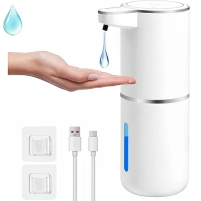 Produktbild von Seifenspender Automatisch mit Sensor Infrarot, 4 Stufen einstellbar&Batterieanzeige, 380ml Elektrischer Seifenspender, USB-Aufladung, IPX5, Weiß