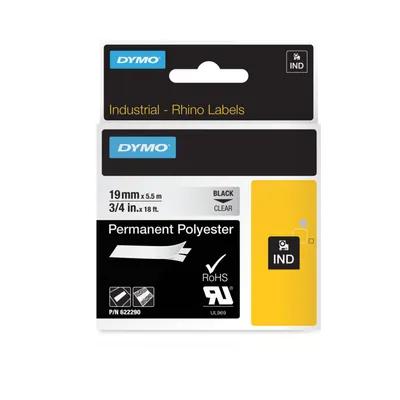 Image de Dymo 622290 DYMO     Rhino Band Polyes. 19mmx5.5m schwarz->transp.