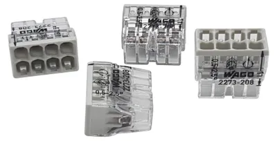 Image de 30 pièces Wago 2273-208 Borne de boîte de jonction COMPACT Ø 0,5-2,5 mm², 8 pôles, transparent/gris clair