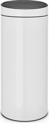 Zdjęcie produktu dla Brabantia Touch Bin, 30L, 30 l, Okrągły, Plastik, Stal nierdzewna, Biały, Ręczny, Stal nierdzewna