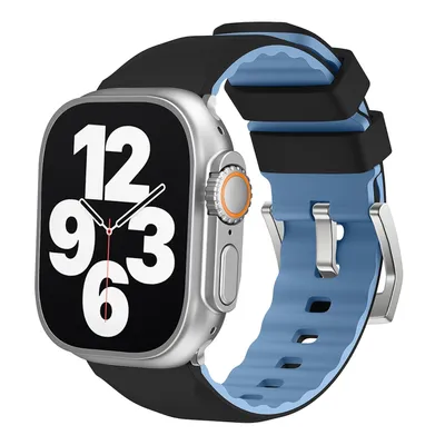 Obrázek produktu pro Pro Apple Watch SE 2023 44mm Dvoubarevný silikonový sportovní náramek Náhradní pásek na ruku Black