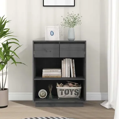 Immagine prodotto di vidaXL Mobile laterale grigio 60x34x75 cm in legno di pino massiccio