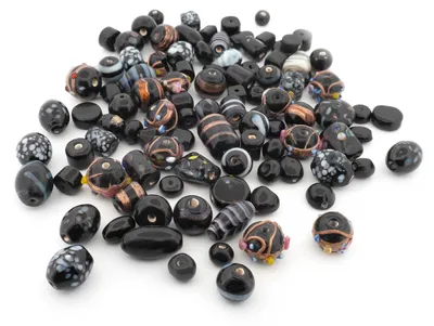Produktbild von Vintageparts Lampwork-Perlen Mix Schwarz 100g