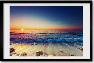 Produktbild von Bild 60x40 MDF-Rahmen, Wandkunst Sonnenaufgang Meer