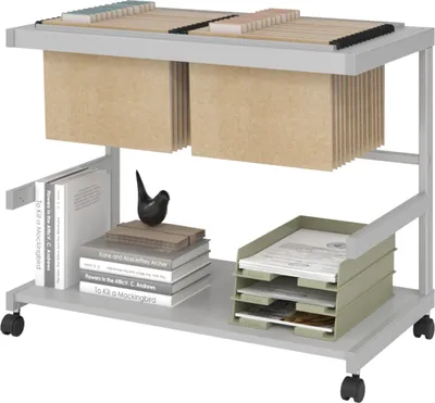 Produktbild von Grauer Rollcontainer für Aktenordner und Büromaterial 67x81x43 cm