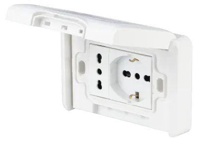 Image de Polypool PP6097X Prise de courant 2x AC Blanc IP55 avec protection enfant