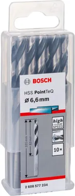 Obrázok produktu pre Bosch 2 608 577 234, Vŕtačka, Špirálový vrták, 6,6 mm, 101 mm, liatina, Oceľ, 6,3 cm