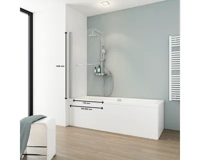 Produktbild von SCHULTE Badewannenaufsatz 1-teilig Komfort 80 x 140 cm Klarglas Profilfarbe chromoptik D1680 41 50 140