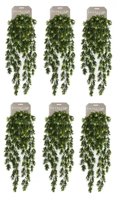 Produktbild von 6er Set künstliches Buchsbaumbündel blühend zum hängen L. 75cm Emerald
