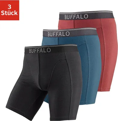 Produktbild von Buffalo Langer Boxer Boxershorts für Herren 3 -teilig bordeaux, petrol, schwarz Größe M