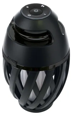 Produktbild von Außentischleuchten - LED Tischleuchte "MUNA" H: 16,5cm inkl. BT-Speaker, Tischlampe für den Außenbereich im Modern Style aus Kunststoff in schwarz, 16,5 cm hoch, Ø 10 cm, LED Platine – Druckschalter – Akkubetrieb