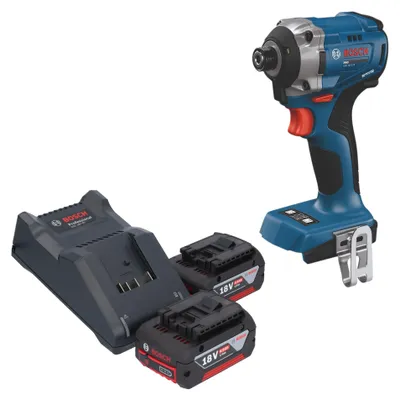 Image de Visseuse à chocs sans fil Bosch GDR 18V-215 Professional 18 V 215 Nm 1/4" sans balais + 2 batteries 4,0 Ah + chargeur