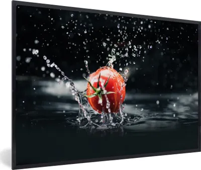 Produktbild von MuchoWow® Gerahmtes Poster Tomate - Gemüse - Stilleben - Wasser - Rot 30x20 cm - Poster mit Schwarzem Bilderrahmen Wandposter Rahmen Foto Bilder - Kunstdruck - Bild-Poster