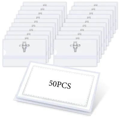 Image de 50 porte-cartes d'identité transparents avec clip
