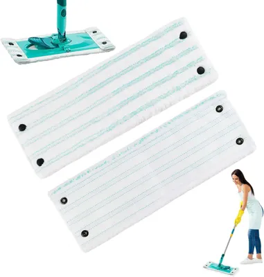 Produktbild von 2 Stück Moppbezug für Leifheit Clean Twist XL Micro Duo Bodenwischer-Ersatzbezug, Mikrofaser-Set, 48,5 x 15 cm Bodenwischerbezug, Ersatzzubehör