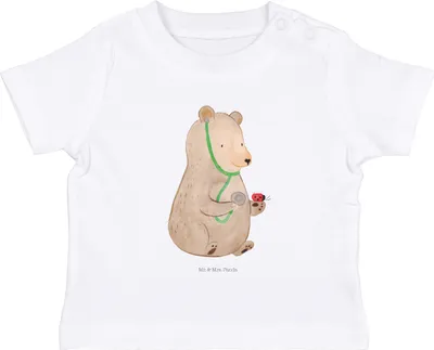 Produktbild von Mr. & Mrs. Panda Organic Baby Shirt Bär Arzt 0. - 6. Monat - Weiß - Geschenk, , Doktorin, Jerseyshirt, Doktor, Babyshirt, Ärztin, Teddy, Professor, Kleinkind T-Shirt