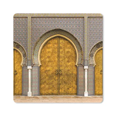 Produktbild von MuchoWow® Mauspad Mousepad Türen - Architektur - Gold - Muster 20x20 cm - Mousepads - Maus Mat - Pad - Mausunterlage - Desk Mat - Bureauartikeln