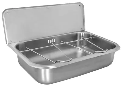 Produktbild von Nofer Hängespüle mit Rückwand und Rost 560x165x404 mm, Edelstahl matt