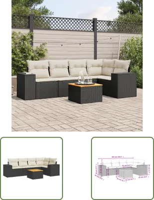 Produktbild von The Living Store 6-tlg. Garten-Sofagarnitur mit Kissen Schwarz Poly Rattan