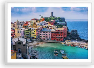 Produktbild von Gerahmtes Poster - Weißer Rahmen - Farben Gebäude Italien - 70x50 cm - Wand Bild - Wanddeko - Wandbilder - Kunstposter - Wandposter - Bilderrahmen - Bilder - Kunstdruck - P2WAA70x50-5015