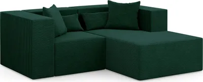 Produktbild von 3-Sitzer Ecksofa NOVA S - 208x180x76cm, Otomane, Rechts, L-form, Dunkelgrün