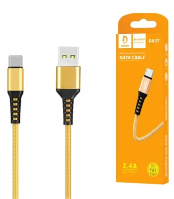 Immagine prodotto di Cavo Usb Intrecciato Rinforzato Tipo-C Denmen Oro 1M D02T