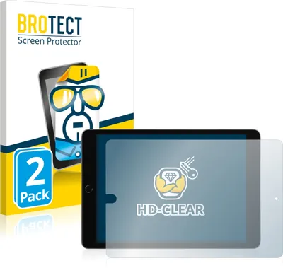 Produktbild von 2x Für Apple iPad 10.2" 2021 (im Querformat, 9. Gen.) Schutzfolie BROTECT Displayschutz Display Schutz Folie Klar Transparent