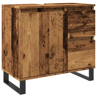 Image de Armoire de lavabo de salle de bain vieux bois 65x33x60 cm
