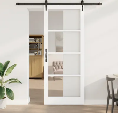 Produktbild von Desgin Schiebetür mit Beschlägen Set Weiß 93x232 cm Massivholz Kiefer - Haustüren 3332404