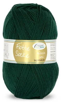 A ball of green yarn with a label.