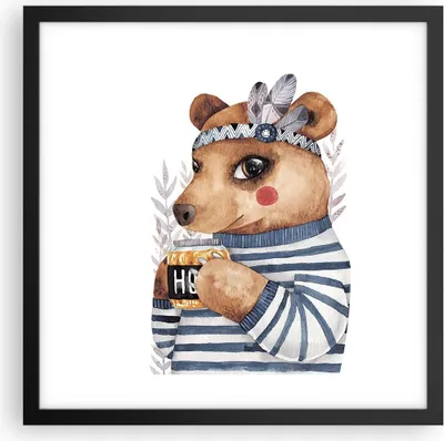 Produktbild von Gerahmtes Poster - Schwarzer Rahmen - Anthropomorphisierung Bär Kinder - 40x40 cm - Wand Bild - Wanddeko - Wandbilder - Kunstposter - Wandposter - Bilderrahmen - Bilder - Kunstdruck - P2BAC40x40-4367