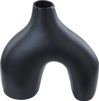 Produktbild von BELIANI Blumenvase schwarz Keramik 30 cm Dekorative Handgemachte Tischdeko Wohnzubehör Moderne Design