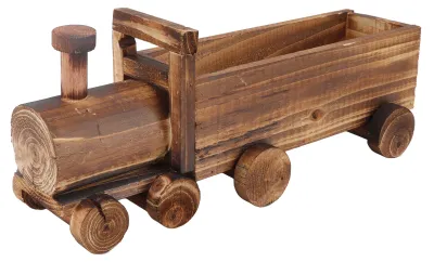Imagen del producto de Macetas de madera con forma de tren de dibujos animados, con buena ventilación, ideales para suculentas y como decoración para jardín, hogar u oficina
