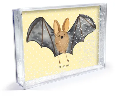 Produktbild von Mr. & Mrs. Panda Bilderrahmen Fledermaus Flügel - Gelb Pastell - Geschenk, Lustige Sprüche, 3D-Bilderrahmen, Fotorahmen, Fotohalter, Acryl, wohnaccessoire